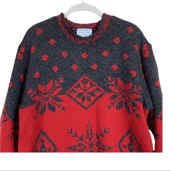 Nomadic Traders Wool Snowflake Sweater Womens M Red Nordic - Picture 4 of 7